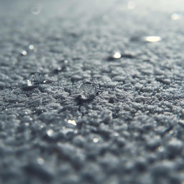 A close-up of a hand in a yellow rubber glove scrubbing a golden bathroom faucet with a foamy sponge near a white sink and tiled wall.
